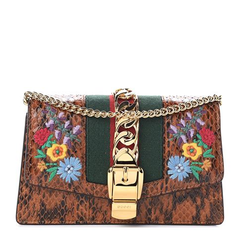 gucci snake embroidered bag|Gucci snakeskin handbag.